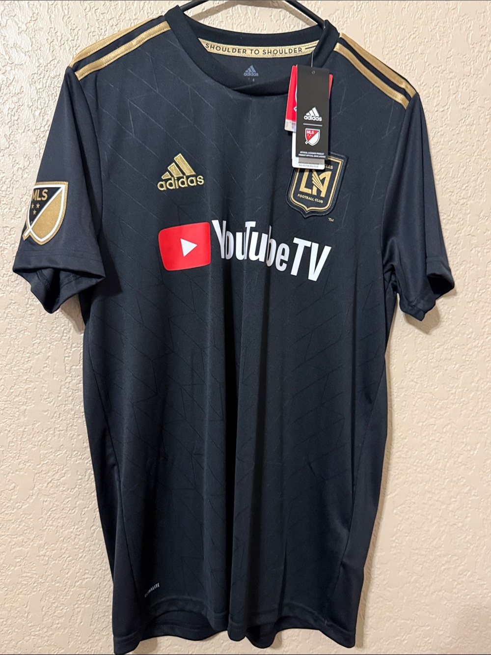adidas Black & Gold Los Angeles FC Home Jersey with YouTubeTV Logo